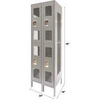 Casiers ventil&eacute;s, 2 niveaux, Bloc de 2, 24" x 18" x 78", Acier, Gris, D&eacute;mont&eacute;, Perfor&eacute; Equipex