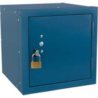 Casier cubique empilable, 12" x 12" x 12", Acier, Bleu, D&eacute;mont&eacute; Equipex