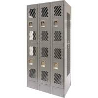 Casiers ventil&eacute;s, 2 niveaux, Bloc de 3, 36 x 18" x 78", Acier, Gris, D&eacute;mont&eacute;, Perfor&eacute; Equipex