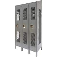 Casiers ventil&eacute;s, Bloc de 3, 36 x 18" x 88", Acier, Gris, D&eacute;mont&eacute;, Perfor&eacute; Equipex