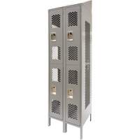 Casiers ventil&eacute;s, 2 niveaux, Bloc de 2, 24" x 18" x 88", Acier, Gris, D&eacute;mont&eacute;, Perfor&eacute; Equipex
