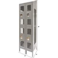 Casiers ventil&eacute;s, 2 niveaux, Bloc de 2, 24" x 18" x 88", Acier, Gris, D&eacute;mont&eacute;, Perfor&eacute; Equipex