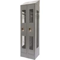 Casiers ventil&eacute;s, Bloc de 2, 24" x 18" x 88", Acier, Gris, D&eacute;mont&eacute;, Perfor&eacute; Equipex