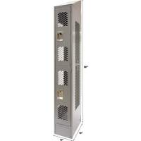 Casiers ventil&eacute;s, 2 niveaux, 12" x 18" x 88", Acier, Gris, D&eacute;mont&eacute;, Perfor&eacute; Equipex