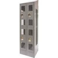 Casiers ventil&eacute;s, 2 niveaux, Bloc de 2, 24" x 18" x 88", Acier, Gris, D&eacute;mont&eacute;, Perfor&eacute; Equipex