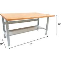 Industrial Modular Workbench, 1000 lbs. Cap., 72" W x 48" D Equipex