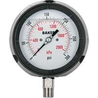 Pressure Gauge, 4-1/2" , 0 - 15 psi/0 - 100 kPa, Bottom Mount, Liquid Filled Analogue Equipex