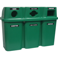Recycling Containers Bullseye, Curbside, Plastic, 3 x 22 US Gal. Equipex