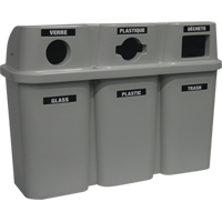 Recycling Containers Bullseye, Curbside, Plastic, 3 x 22 US Gal. Equipex
