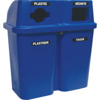 Recycling Containers Bullseye, Curbside, Plastic, 2 x 22 US gal. Equipex