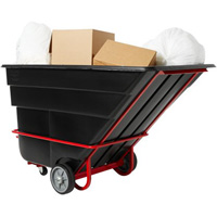 Chariot basculeur en acier, Plastique recycl&eacute; noir, 1/2 vg³, Capacit&eacute; de charge de 1400 lb Equipex