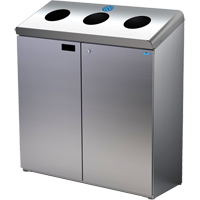 Floor Standing Recycling Station, Bulk, Stainless Steel, 42 gal. Equipex