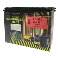 Contractor Liners, Strong, 30" W x 48" L, 4 mils, Black, 124.91 L (33 Gal.) Capacity Equipex