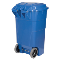 Roll Out Recycling Bin, Curbside, Polyethylene, 65 US gal. Equipex