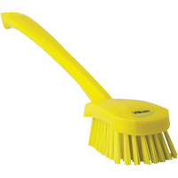 Long Handle Brush, Stiff Bristles, 16-3/10" Long, Yellow Equipex