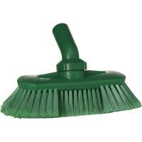 Angle-Adjustable Water-Fed Washing Brush, Soft Bristles, 9-1/4" Long, Green Equipex