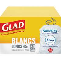 Tall 45L Febreze Garbage Bags, Regular, 24" W x 28" L, White Equipex