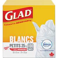Small 25L Febreze Garbage Bags, Regular, 20" W x 20" L, White Equipex