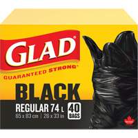74L Garbage Bags, Regular, 26" W x 33" L, Black Equipex