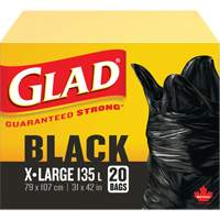 135L Garbage Bags, Regular, 31" W x 42" L, Black Equipex