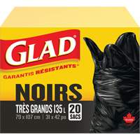 135L Garbage Bags, Regular, 31" W x 42" L, Black Equipex