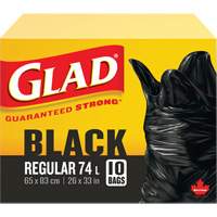 74L Garbage Bags, Regular, 26" W x 33" L, Black Equipex
