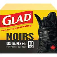 74L Garbage Bags, Regular, 26" W x 33" L, Black Equipex
