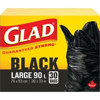 90L Garbage Bags, Regular, 30" W x 33" L, Black Equipex