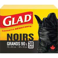 90L Garbage Bags, Regular, 30" W x 33" L, Black Equipex