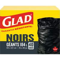 184L Garbage Bags, Regular, 35" W x 48" L, Black Equipex