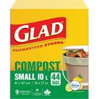 Petits sacs de compostage, R&eacute;gulier, 17" lo x 16" la, Brun, Capacit&eacute; de 10 L (3 gal.) Equipex