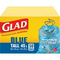 45L Recycling Bags, Regular, 24" W x 28" L, Blue Equipex