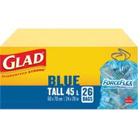 45L Recycling Bags, Regular, 24" W x 28" L, Blue Equipex
