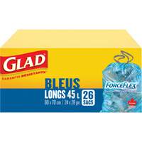 45L Recycling Bags, Regular, 24" W x 28" L, Blue Equipex