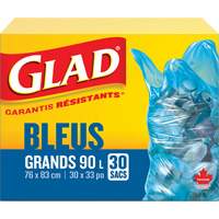 45L Recycling Bags, Regular, 30" W x 33" L, Blue Equipex