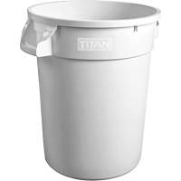 White Titan Heavy-Duty Garbage Container, Plastic, 20 US gal. Equipex