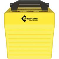 Cale de roue ultra-robuste pour l'exploitation mini&egrave;re Checkers Safety, PEHD, Jaune, 14-1/2" la x 17-1/2" p x 16" h Equipex