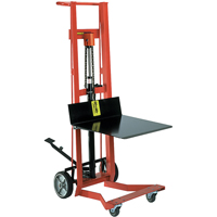 Gerbeur hydraulique &agrave; plateforme, M&eacute;canisme Pompe au pied, Capacit&eacute; de 750 lb, Levage max de 54" Equipex