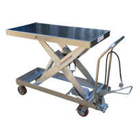 Pneumatic Hydraulic Scissor Lift Table, Stainless Steel, 47-1/2" L x 24" W, 2000 lbs. Cap. Equipex
