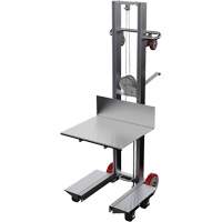 Empileur &agrave; plateforme, M&eacute;canisme Treuil manuel, Capacit&eacute; de 400 lb, Levage max de 60" Equipex