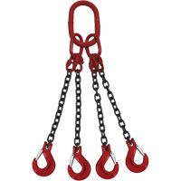 &eacute;lingue en chaîne, chaîne Calibre 80, Quadruple branches, crochets Oblong et &eacute;chappement, 9/32" x 5' Equipex