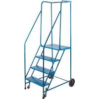 CSA-Certified Rolling Step Ladder, 4 Steps, 22" Step Width, 37" Platform Height, Steel Equipex