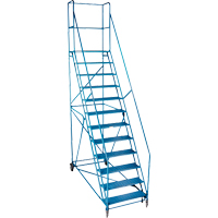 CSA-Certified Rolling Step Ladder with Locking Step, 12 Steps, 30" Step Width, 109" Platform Height, Steel Equipex