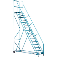 CSA-Certified Rolling Step Ladder with Locking Step, 16 Steps, 30" Step Width, 144" Platform Height, Steel Equipex