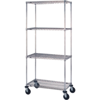 Wire Shelf Cart, Chrome Plated, 24" x 81" x 48", 800 lbs. Capacity Equipex