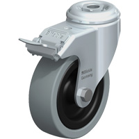 Light-Duty Caster, Swivel with Brake, 4" (101.6 mm), Solid Rubber, 242 lbs. (110 kg.) Equipex