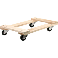 Wood Dollies - Medium-Duty, Polyolefin Wheels, 900 lbs. Capacity, 18" W x 30" D x 7" H Equipex