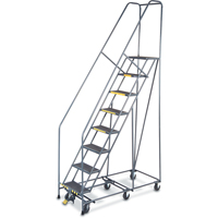 &eacute;chelles Pivotantes A/Roulettes Au Centre, 8 marches, Largeur de la marche 16", Hauteur de la plateforme 80", Acier Equipex
