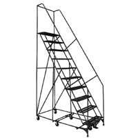 &eacute;chelles Pivotantes A/Roulettes Au Centre, 10 marches, Largeur de la marche 24", Hauteur de la plateforme 100", Acier Equipex