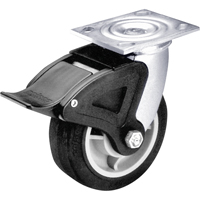 Roulette &agrave; freinage complet, Pivotant avec frein, 6" (152,4 mm), Caoutchouc, 450 lb (204 kg) Equipex